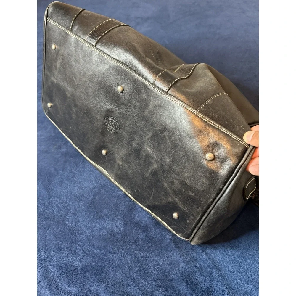 Vtg Roots Canada XL Black Leather Duffel Bag Made in Canada